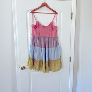 Sweet Lemon Mini Multicolor Dress Plus Size